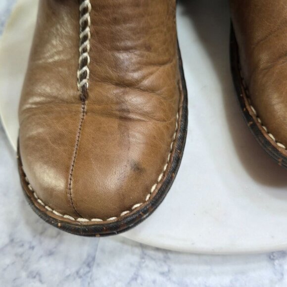 Ugg Clogs Womens 5 Brown Leather Shearling Sherpa lined Contrast stitch winter - Picture 4 of 13